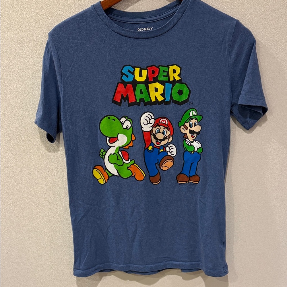 Old Navy Blue Super Mario Yoshi Luigi Tee